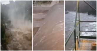 Copertina di Il livello dell’acqua si alza pericolosamente e fa scattare l’allarme della diga: le immagini dalla Sardegna