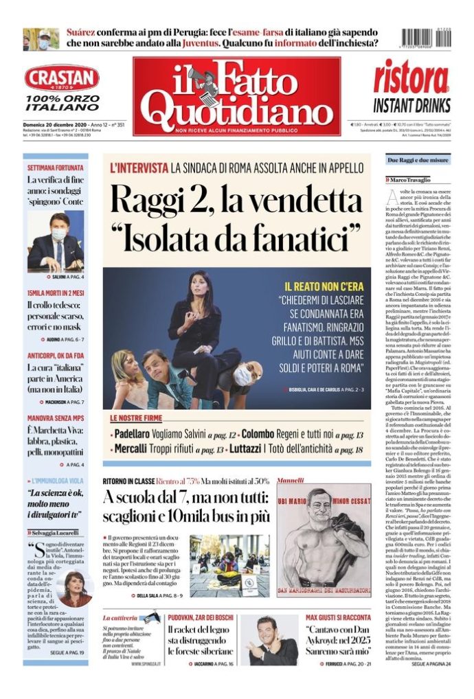 Copertina di domenica 20 dicembre 2020