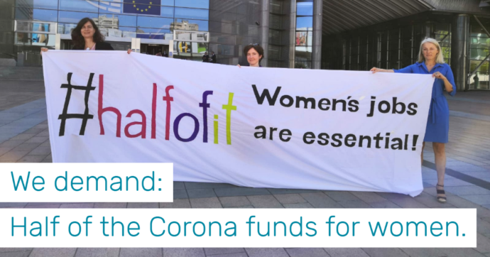 Copertina di Half of It, metà dei fondi del Recovery Fund al lavoro femminile. Lo chiediamo all’Europa