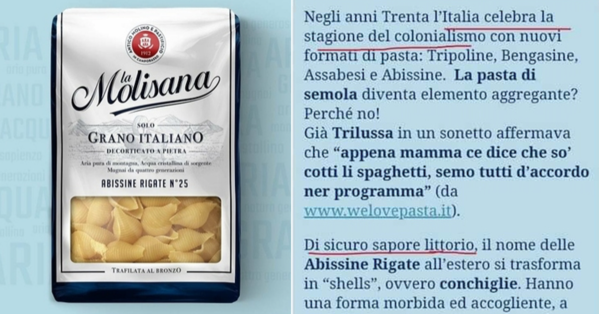 Le “Abissine” de La Molisana ‘rievocano il colonialismo’: caos sui social. L’azienda si difende: “Cambiamo nome”