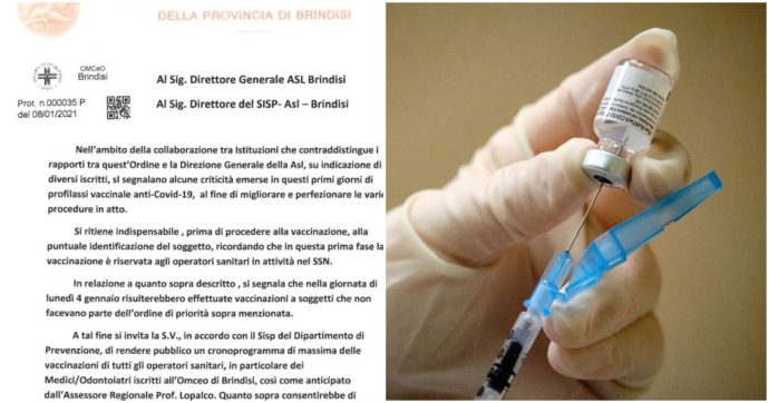 Vaccino anti-Covid, il caso di Brindisi dopo Modena. La denuncia dell’Ordine dei medici: “Dosi a chi non faceva parte dei prioritari”