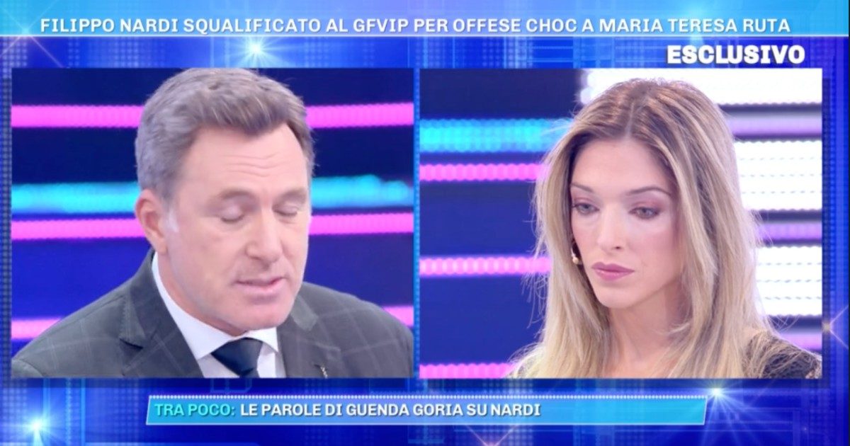 Domenica Live, il faccia a faccia tra Filippo Nardi e Guenda Goria: “Sono stato volgare, ma misogino, violento, sessista no”