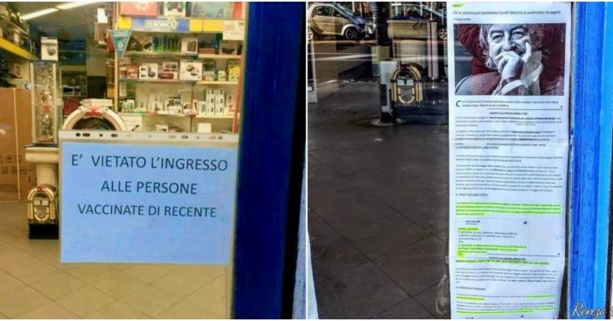 “Vietato l’ingresso alle persone vaccinate di recente”: il cartello esposto in un negozio a Milano