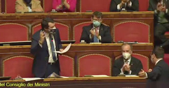 Copertina di Salvini ai senatori a vita: “Che coraggio avete a votare la fiducia”. Poi la provocazione: bagarre in Senato, Casellati lo richiama – Video