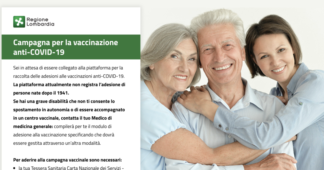 Vaccini Lombardia, prenotazione a singhiozzo per gli 80enni. Partenza con sistema in tilt, a fine giornata superate le 160mila adesioni