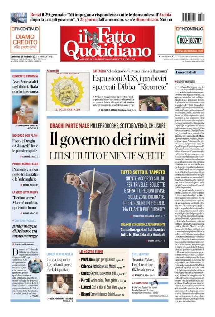 Copertina di domenica 21 febbraio 2021