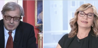 Copertina di Vittorio Sgarbi mette in imbarazzo Myrta Merlino sull’ex marito Domenico Arcuri: “Come hai fatto a viverci?”. La risposta di lei