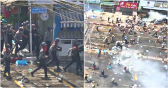 Copertina di Birmania, gas lacrimogeni e proiettili di gomma contro i manifestanti anti-golpe – Video