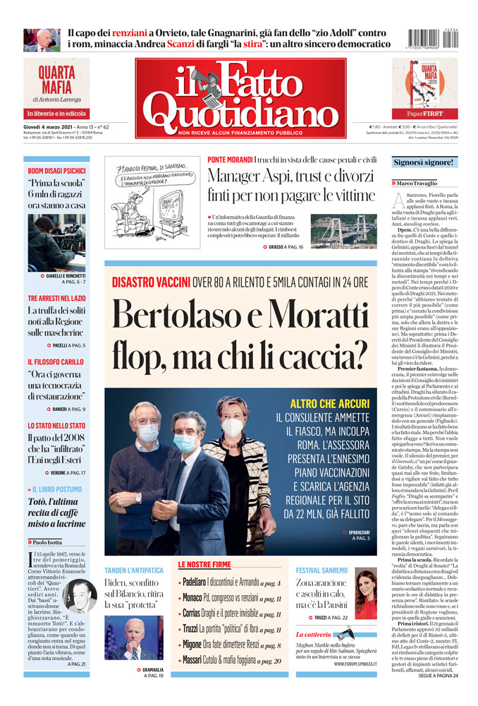 Prima Pagina Il Fatto Quotidiano -
