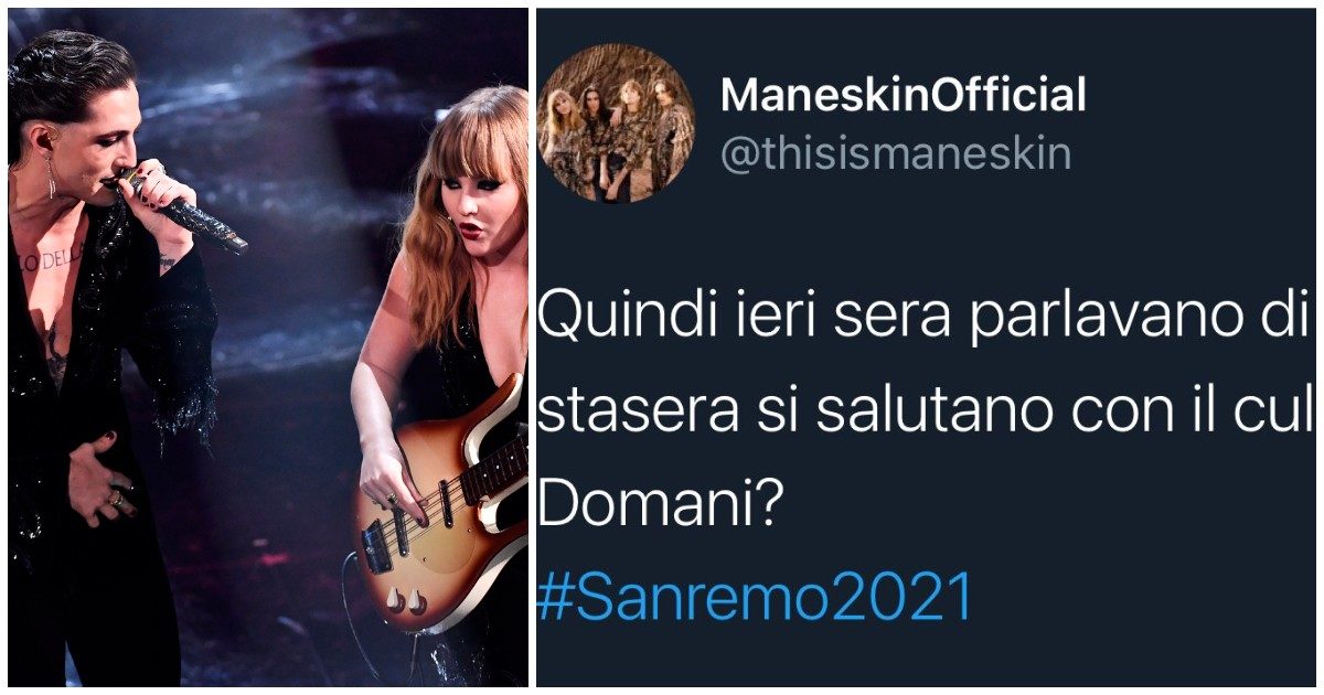 Sanremo 2021, Maneskin furiosi su Twitter contro Fiorello e Amadeus: “Ieri sera parlavano di c*lo, stasera si salutano con il c*lo”. Ma c’è un motivo
