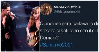 Copertina di Sanremo 2021, Maneskin furiosi su Twitter contro Fiorello e Amadeus: “Ieri sera parlavano di c*lo, stasera si salutano con il c*lo”. Ma c’è un motivo