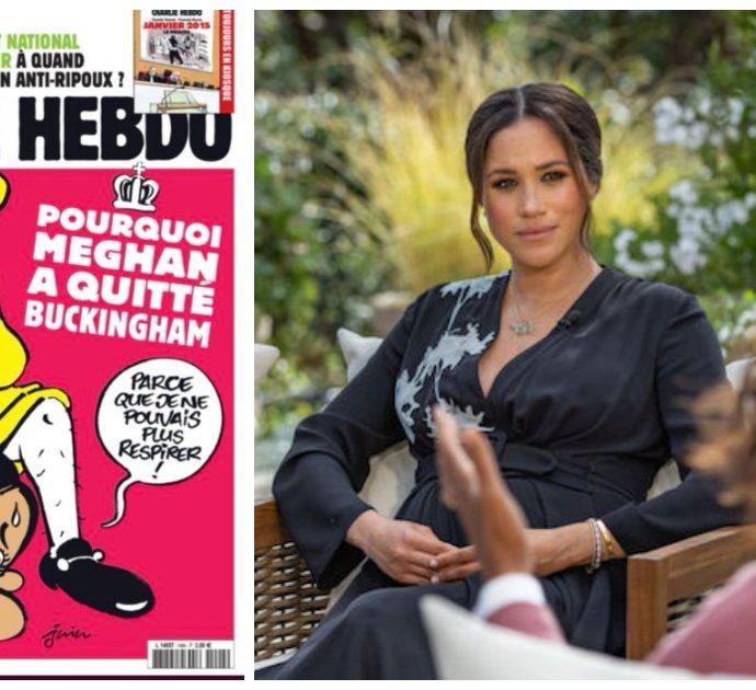Charlie Hebdo, la copertina con Meghan Markle e la regina Elisabetta come George Floyd scatena la rabbia degli inglesi