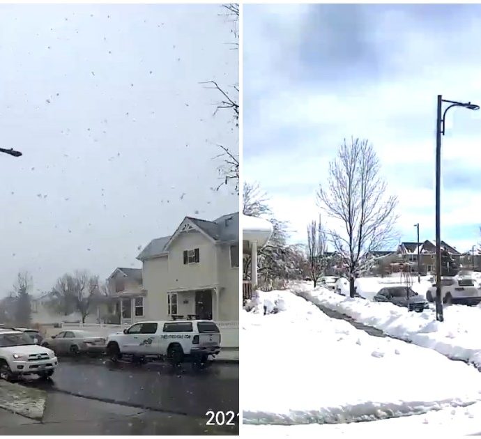 La tempesta di neve in Colorado in meno di due minuti: così le strade vengono imbiancate. Il video in timelapse