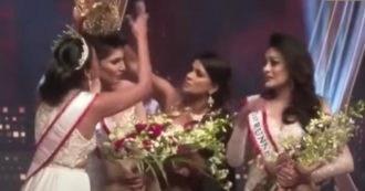 Copertina di Rissa al concorso di bellezza, la rivale le strappa la corona: Miss Sri Lanka ferita alla testa