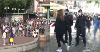 Milano, Darsena e Navigli affollati nell’ultimo weekend di zona arancione: la polizia chiude gli accessi – Video