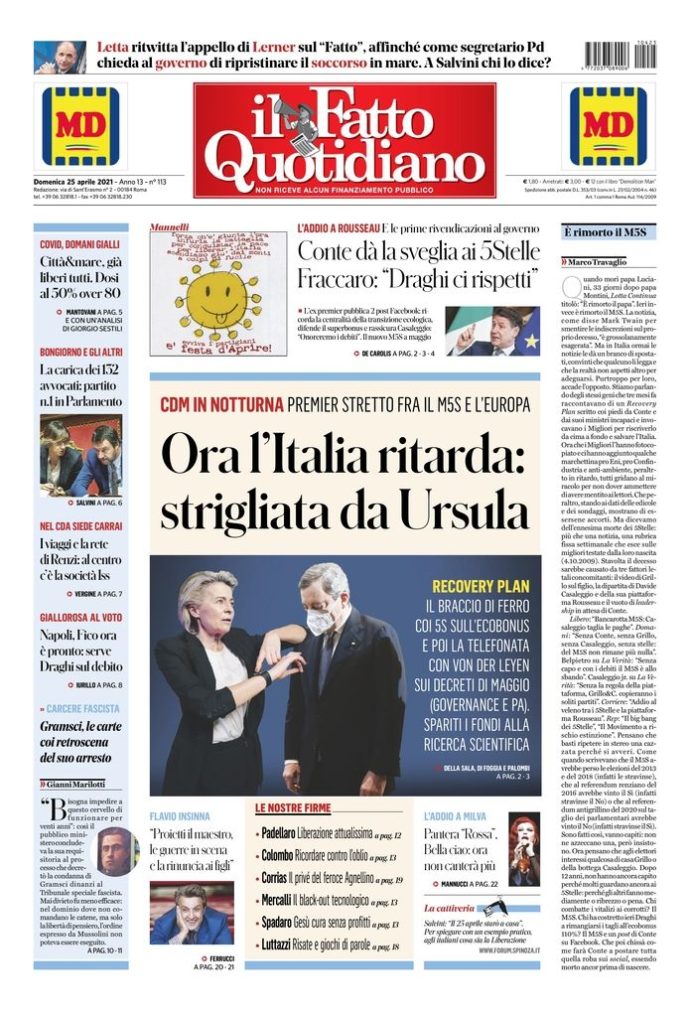 Copertina di domenica 25 aprile 2021