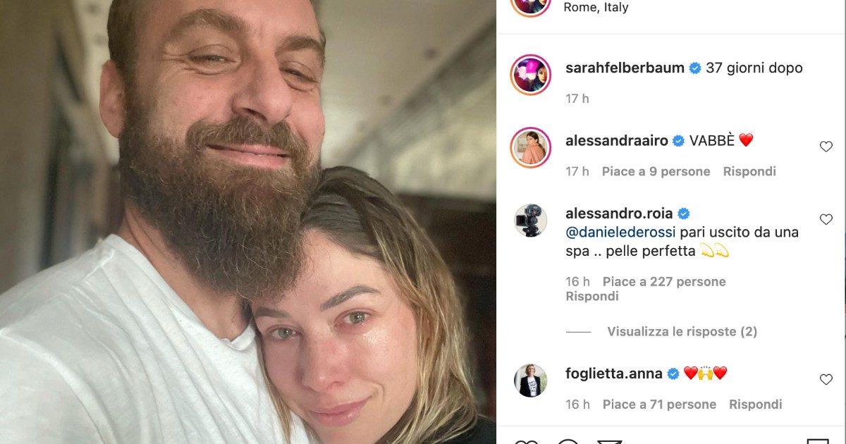 Sarah Felberbaum abbraccia il marito Daniele De Rossi appena guarito dal Covid: “37 giorni dopo”