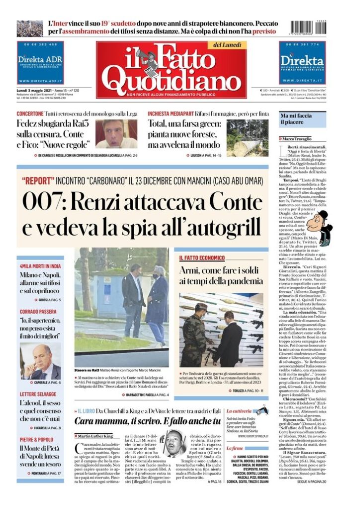 Copertina di lunedì 3 maggio 2021