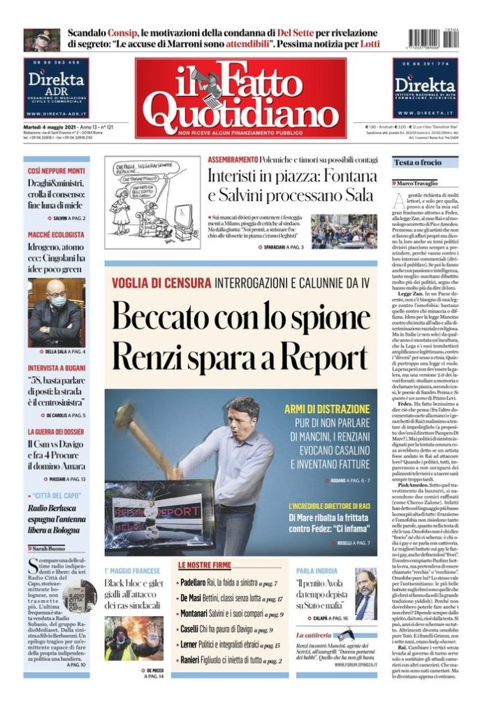 Copertina di martedì 4 maggio 2021