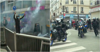 Copertina di Parigi, la polizia tenta di interrompere la manifestazione pro-Palestina: lanci di lacrimogeni contro le persone – Video