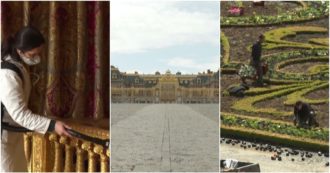 Copertina di Dal restauro dei marmi alla sistemazione del giardino: la Reggia di Versailles si prepara a riaprire. Le squadre al lavoro – Video