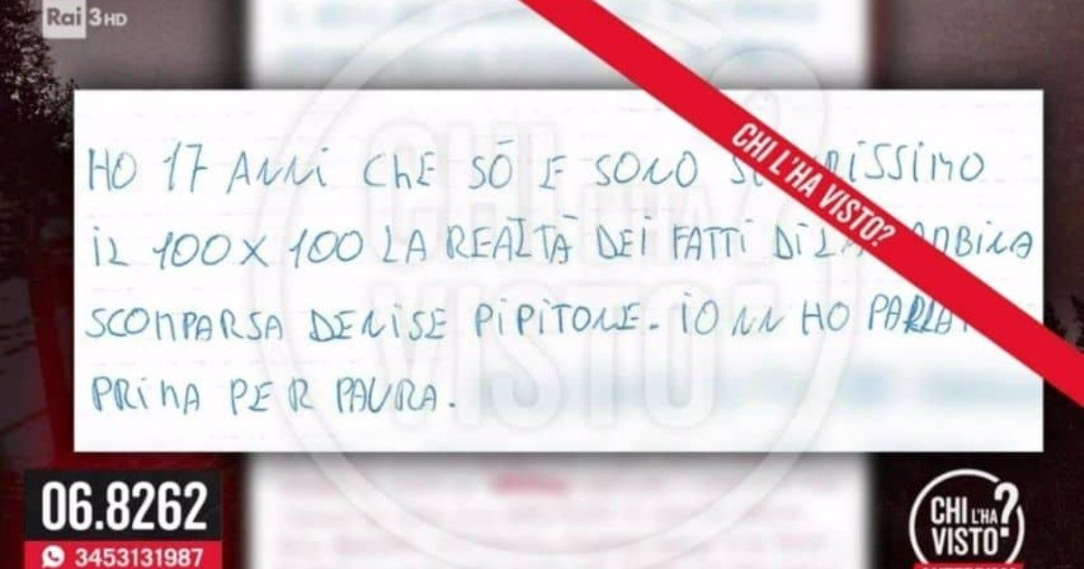 Chi l’ha visto, “chi ha scritto la lettera anonima ha visto Denise Pipitone in un’auto. E rivela con chi l’ha vista e i dettagli del rapimento”