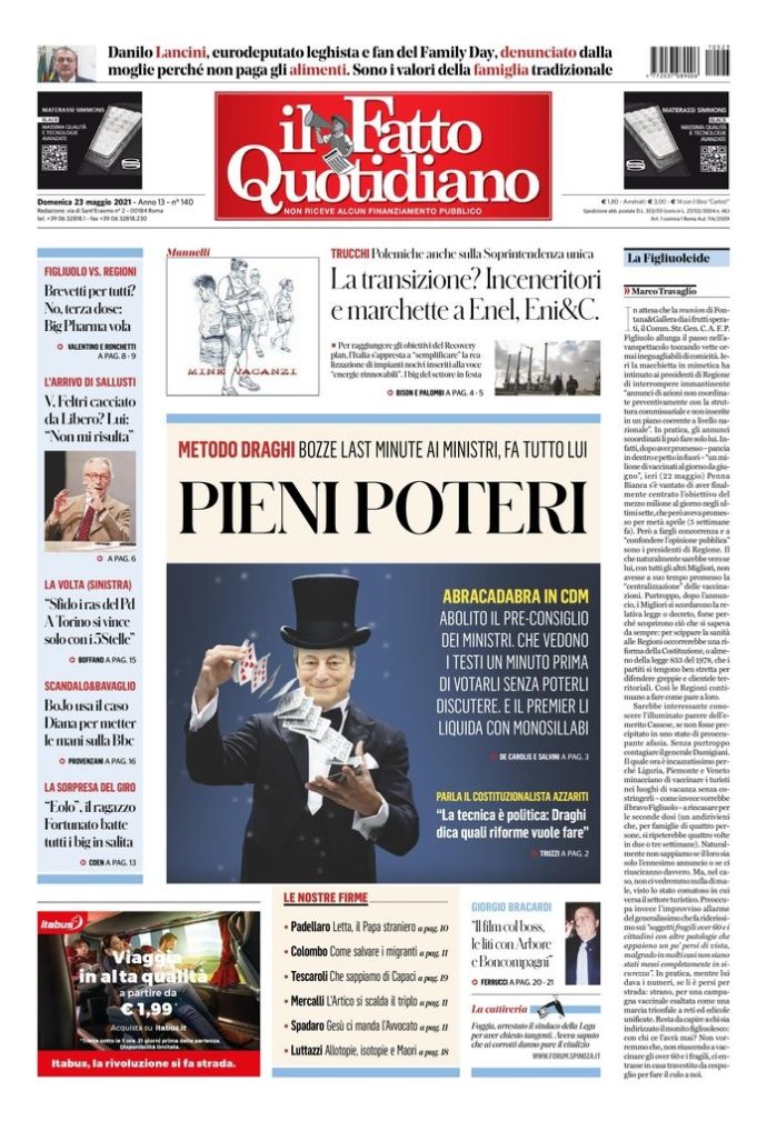 Copertina di domenica 23 maggio 2021