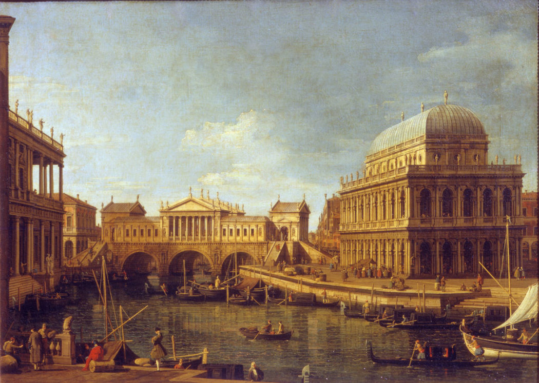 5- Antonio Canaletto, Capriccio con edifici palladiani, 1750 ca. Olio su tela, 580×820 mm. Complesso monumentale della Pilotta, Parma