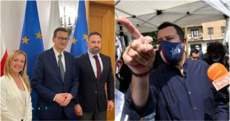 Copertina di Salvini-Meloni, la lotta per la leadership della destra ora si sposta in Europa. La Lega vuole un maxi gruppo al Parlamento Ue. No di FI