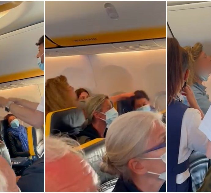 VIDEO – Lite sul volo Ibiza-Bergamo per la mascherina, la passeggera furiosa ne ha per tutti. Insulta, sputa e tira i capelli: “Dico quello che voglio”