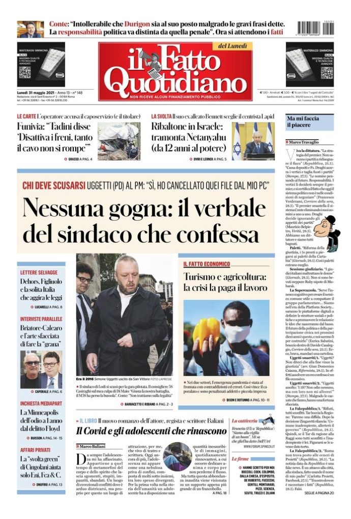 Copertina di lunedì 31 maggio 2021