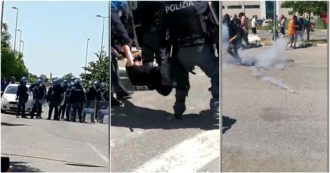 Sit-in dei lavoratori alla Ceva di Stradella, la polizia in tenuta antisommossa sgombera il presidio con i lacrimogeni – Video