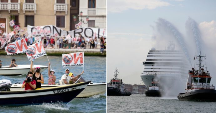 Venezia, ritornano le grandi navi: in migliaia sui barchini contro i giganti del mare. Le istituzioni manifestano a favore con i portuali