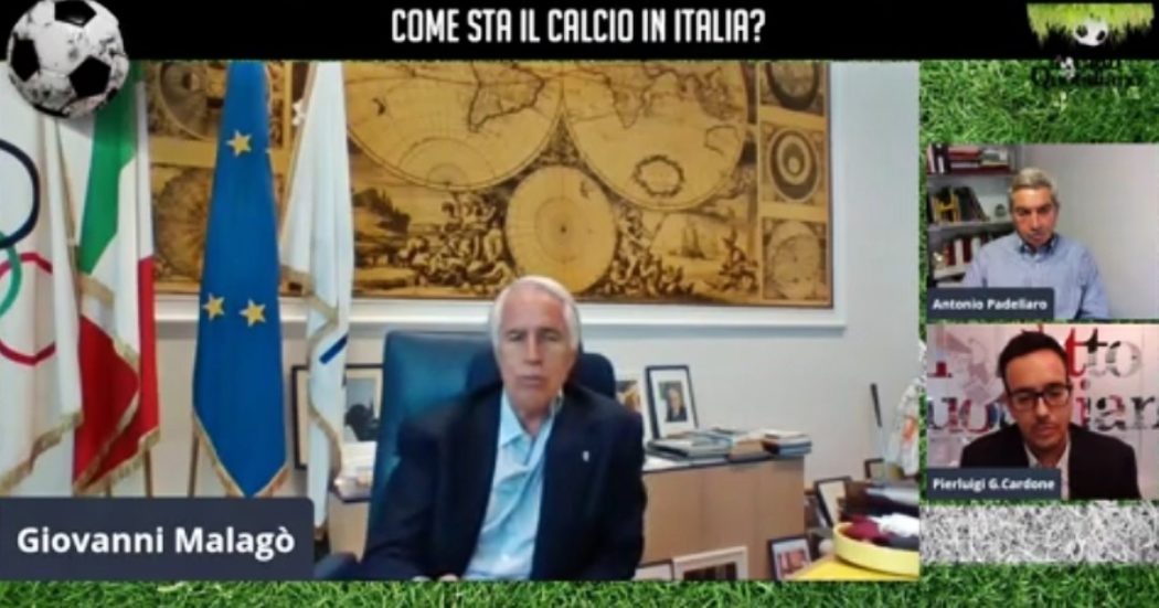 Malagò intervistato da Padellaro e Cardone: “Mancini ct della Nazionale? Lo propose Costacurta, io ero d’accordo al 100%”