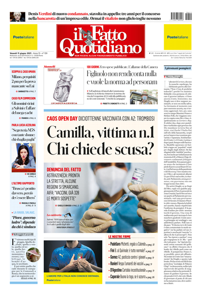 Prima Pagina Il Fatto Quotidiano - Camilla, vittima n.1. Chi chiede scusa?