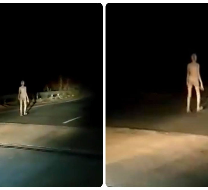 “C’è un alieno sul ciglio della strada”: le immagini immortalate da due motociclisti. Indaga la polizia