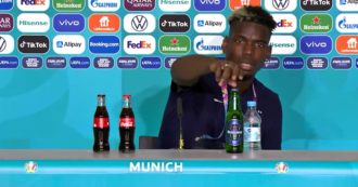 Copertina di Europei 2021, Pogba come Ronaldo: il calciatore francese fa sparire la bottiglia di birra. Il video