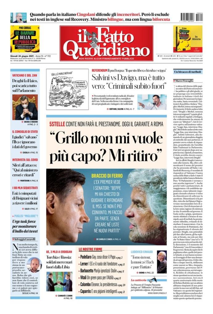 Copertina di giovedì 24 giugno 2021