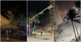 Copertina di Miami, crolla nella notte un palazzo di 12 piani: le prime immagini da Surfside – Video