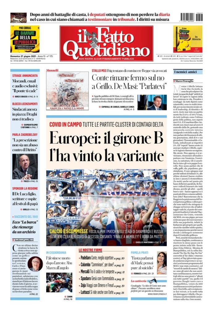 Copertina di domenica 27 giugno 2021