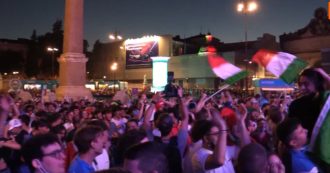 Copertina di Europei 2021, Piazza del Popolo gremita per Italia-Belgio: i tifosi esultano dopo il primo gol di Barella – Video