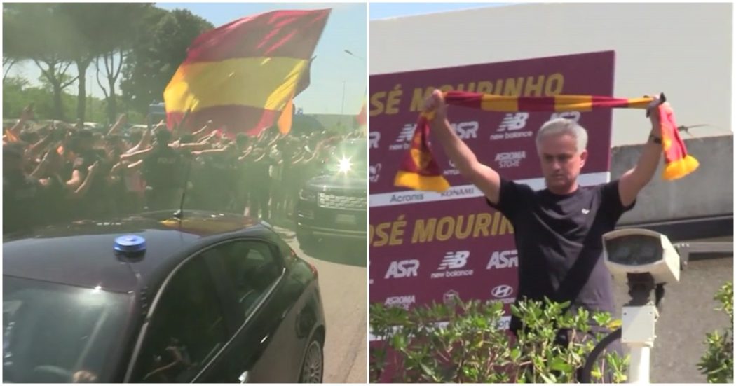 Mourinho arriva a Roma: centinaia di tifosi in delirio lo attendono a Ciampino e a Trigoria – Video