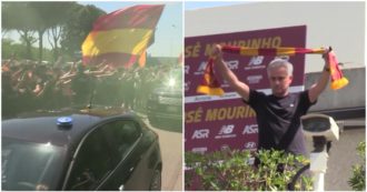 Copertina di Mourinho arriva a Roma: centinaia di tifosi in delirio lo attendono a Ciampino e a Trigoria – Video
