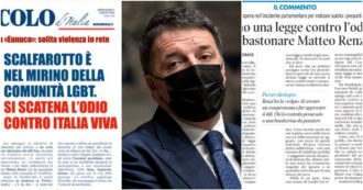 Copertina di Ddl Zan, ora Renzi diventa un martire per la destra: da Libero a Storace su Il Tempo fino al Secolo d’Italia, tutti in difesa del leader di Iv