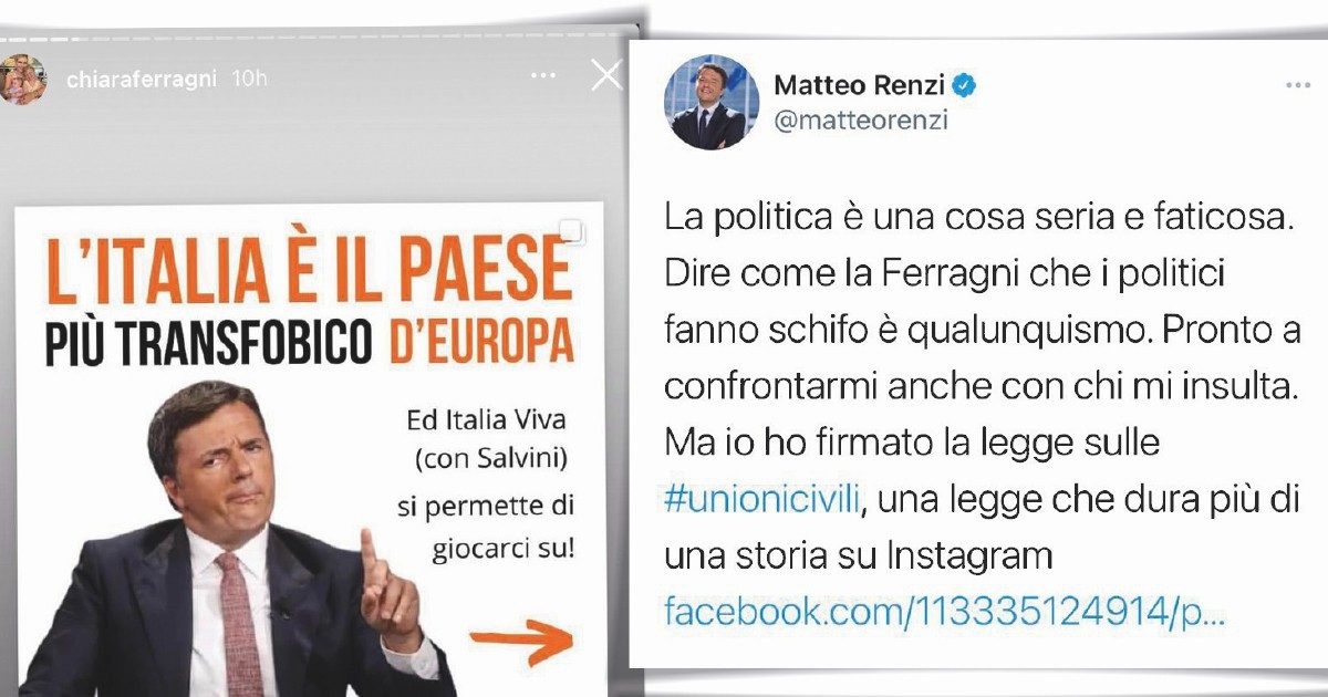 “Che schifo che fate”. I Ferragnez contro Renzi e Salvini fluidi “Che schifo che fate”. I Ferragnez contro Renzi e Salvini fluidi