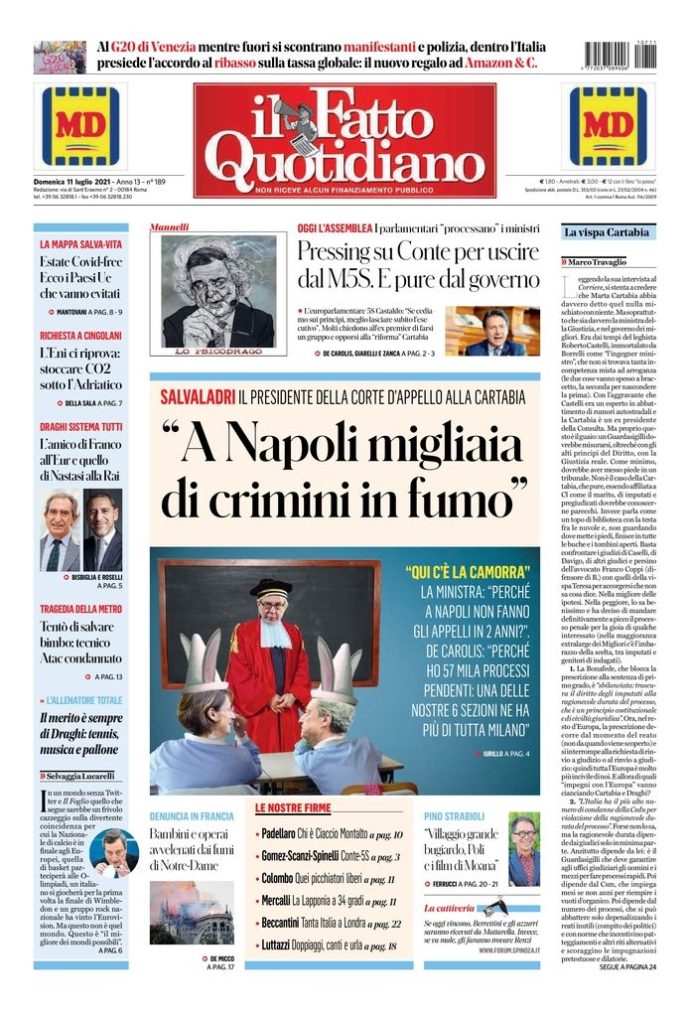 Copertina di domenica 11 luglio 2021