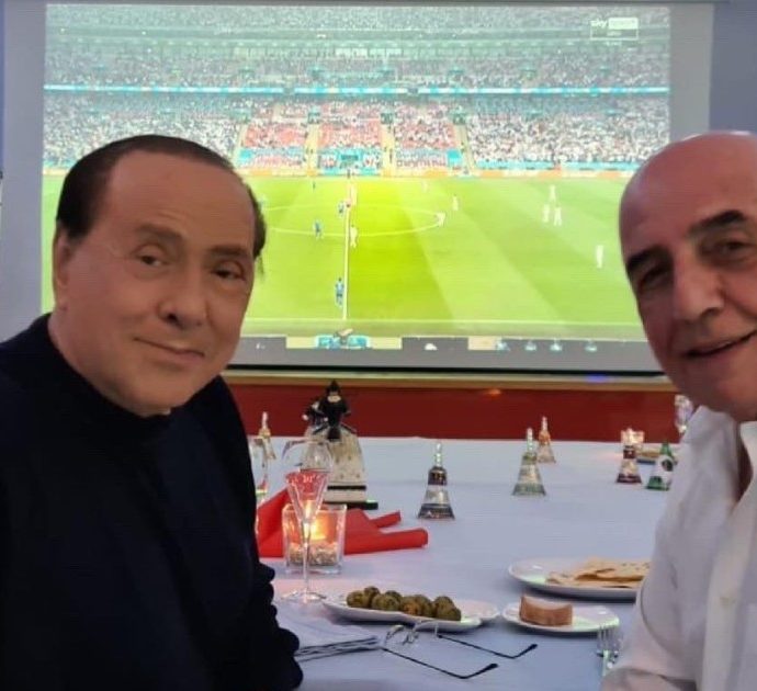 Italia campione d’Europa, Silvio Berlusconi guarda la finale con Adriano Galliani. Prima il tweet cauto, poi esulta: “Ci avete regalato notti magiche”