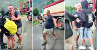 Copertina di Val di Susa, camionista aggredisce attivisti No Tav: “Sono in piedi dalle 4, siete voi il problema”. Insulti, spintoni e minacce – Video