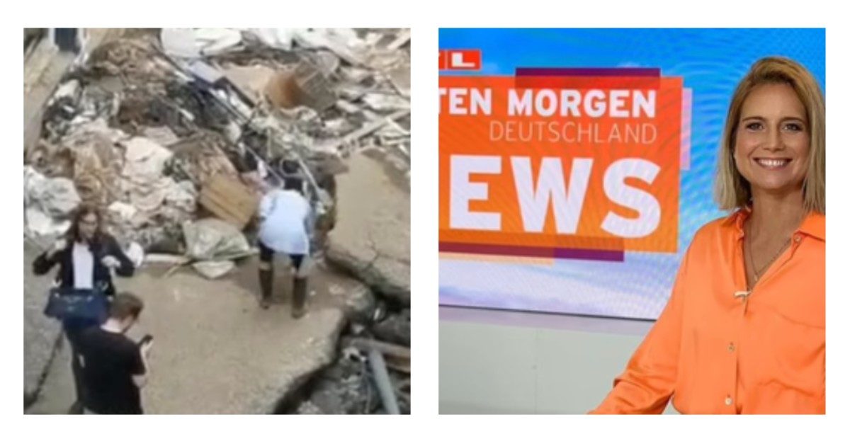 Giornalista tedesca si cosparge vestiti e faccia di fango prima della diretta dalle zone alluvionate: sospesa