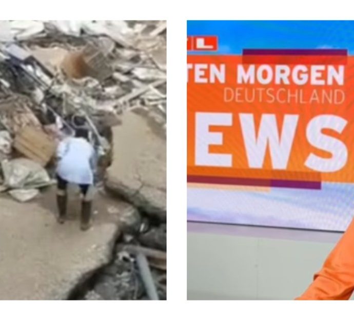 Giornalista tedesca si cosparge vestiti e faccia di fango prima della diretta dalle zone alluvionate: sospesa